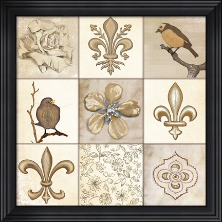 Framed Fleur 9 Panel Print