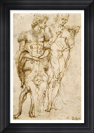 Framed Two Standing Male Figures Print