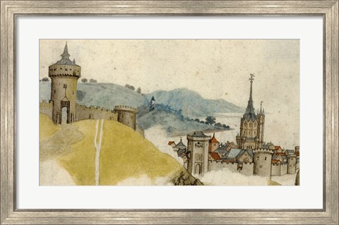Framed View of a Walled City in River Landscape Print