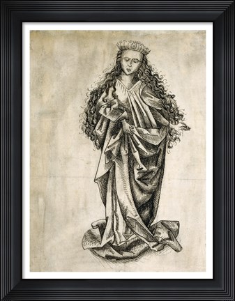 Framed Standing Female Saint Print