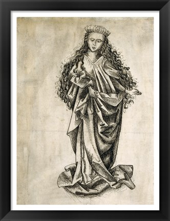 Framed Standing Female Saint Print