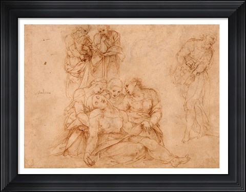 Framed Swooning Virgin Supported by Three Holy Women Print