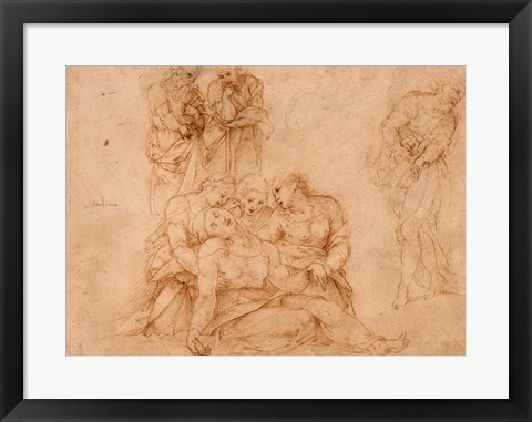 Framed Swooning Virgin Supported by Three Holy Women Print