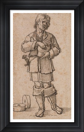 Framed Young Peasant Holding a Jar Print