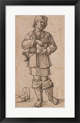 Framed Young Peasant Holding a Jar Print