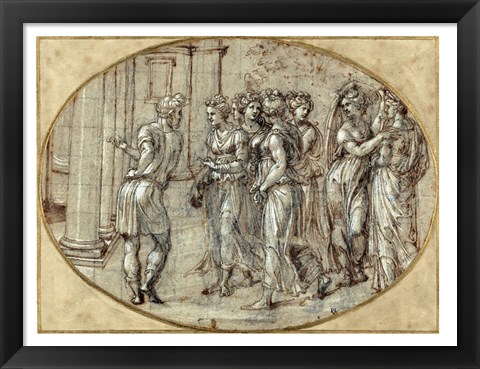 Framed Odysseus and the Daughters of Lycomedes Print