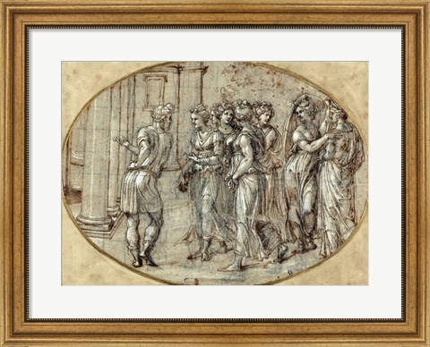 Framed Odysseus and the Daughters of Lycomedes Print