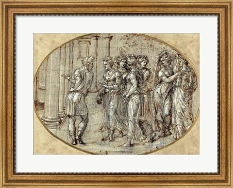 Framed Odysseus and the Daughters of Lycomedes Print