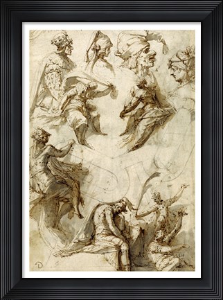 Framed Studies of Figures and Architecture Print