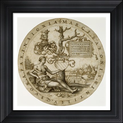 Framed Study for a Stained-Glass Window with the Coat of Arms of the Barons von Paar Print