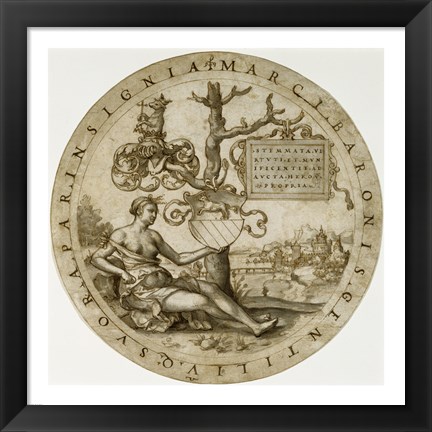 Framed Study for a Stained-Glass Window with the Coat of Arms of the Barons von Paar Print