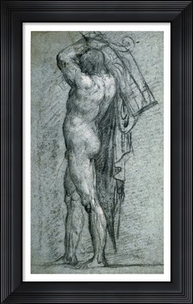 Framed Nude Man Carrying a Rudder on His Shoulder Print