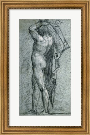 Framed Nude Man Carrying a Rudder on His Shoulder Print