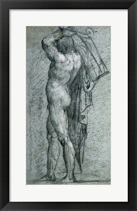 Framed Nude Man Carrying a Rudder on His Shoulder Print