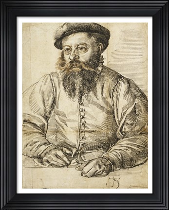 Framed Portrait of a Bearded Man Print