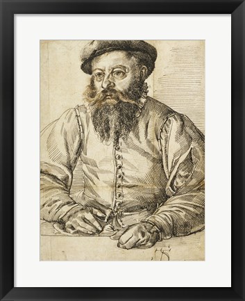 Framed Portrait of a Bearded Man Print