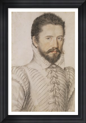 Framed Portrait of a Bearded Man Wearing a Slashed Doublet Print