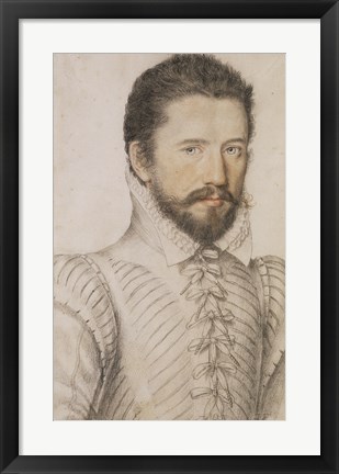 Framed Portrait of a Bearded Man Wearing a Slashed Doublet Print