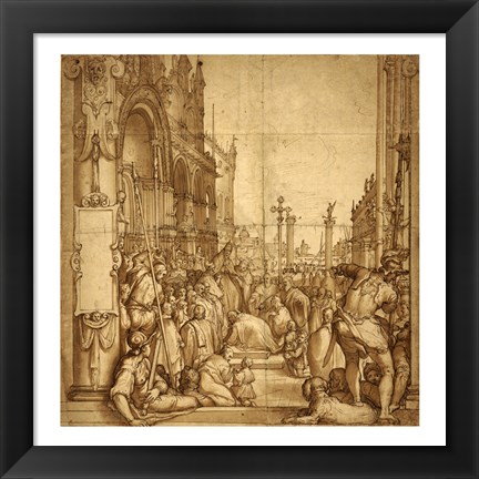 Framed Submission of the Emperor Frederick Barbarossa to Pope Alexander III Print