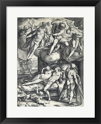 Framed Venus and Mars Surprised by Vulcan Print