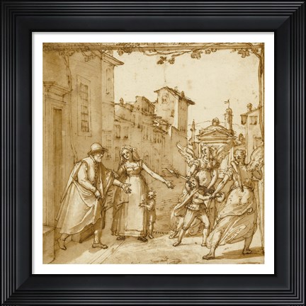 Framed Taddeo Leaving Home Escorted by Two Guardian Angels Print