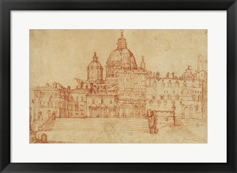 Framed View of Saint Peter&#39;s (recto); Study of a Young Man Print