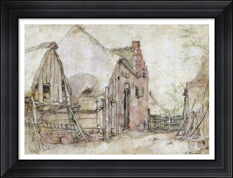 Framed View of a Farm Courtyard Print