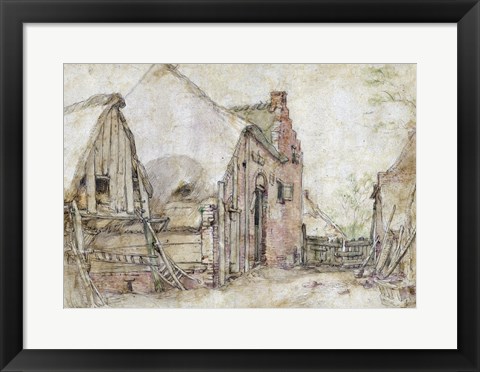 Framed View of a Farm Courtyard Print