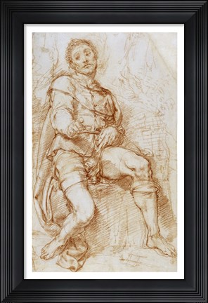 Framed Seated Man Print