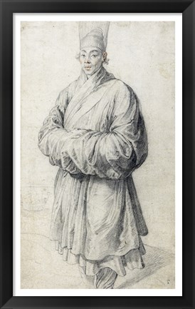 Framed Man in Korean Costume Print