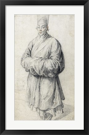 Framed Man in Korean Costume Print