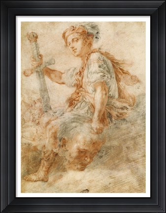 Framed David with the Head of Goliath Print