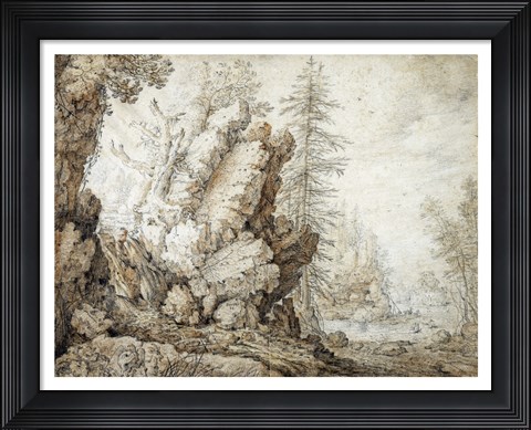 Framed Landscape with Waterfall Print