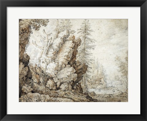 Framed Landscape with Waterfall Print