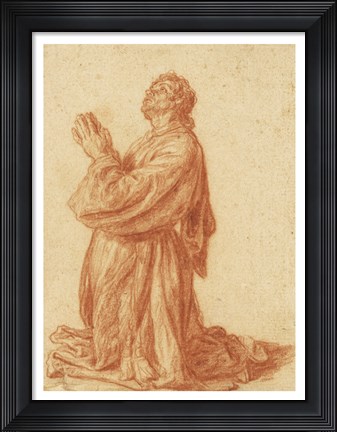 Framed Study of a Kneeling Man Print