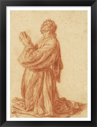 Framed Study of a Kneeling Man Print