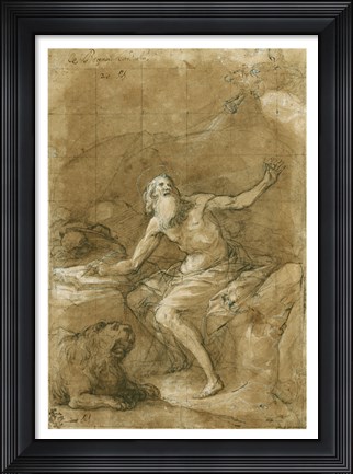 Framed Saint Jerome Hearing the Trumpet of the Last Judgement - posed Print