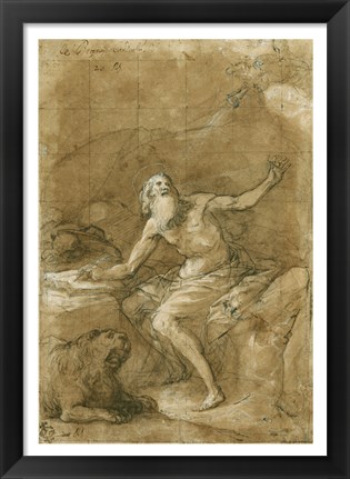 Framed Saint Jerome Hearing the Trumpet of the Last Judgement - posed Print