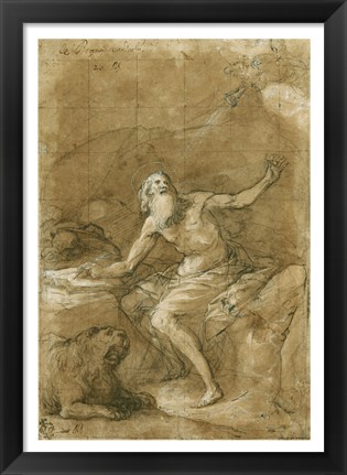 Framed Saint Jerome Hearing the Trumpet of the Last Judgement - posed Print