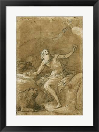 Framed Saint Jerome Hearing the Trumpet of the Last Judgement - posed Print