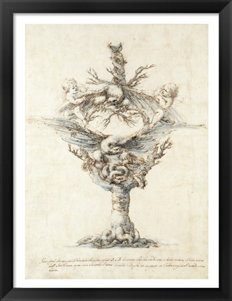 Framed Design for a Ewer with Eagles and PuttI Print