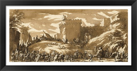 Framed Army Leaving a Castle Print
