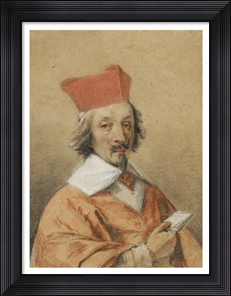 Framed Portrait of Armand-Jean du Plessis, Cardinal de Richelieu Print