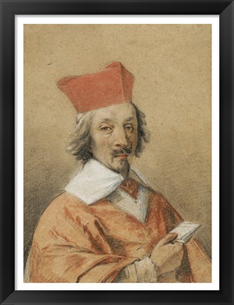 Framed Portrait of Armand-Jean du Plessis, Cardinal de Richelieu Print