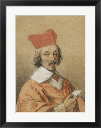 Framed Portrait of Armand-Jean du Plessis, Cardinal de Richelieu Print