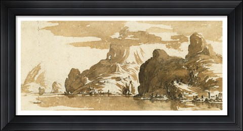 Framed View of Mountains across a Lake Print