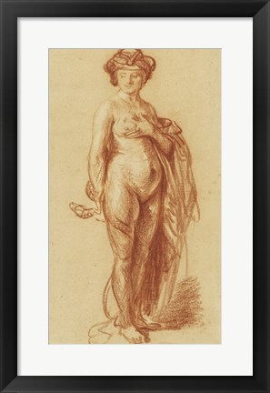 Framed Nude Woman with a Snake Print