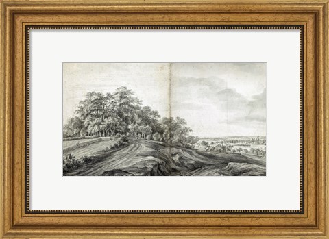 Framed Landscape with Haymakers Print