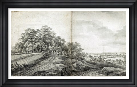 Framed Landscape with Haymakers Print
