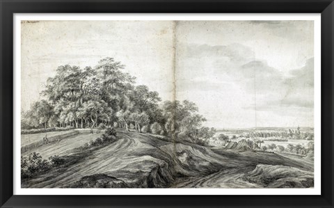 Framed Landscape with Haymakers Print